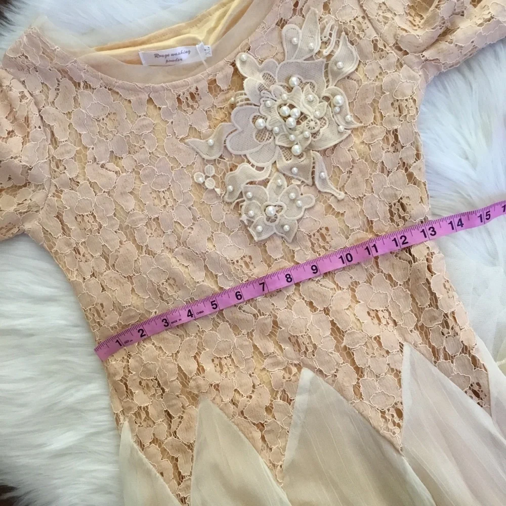 Tea Length Vintage Inspired Lace & Chiffon Dress